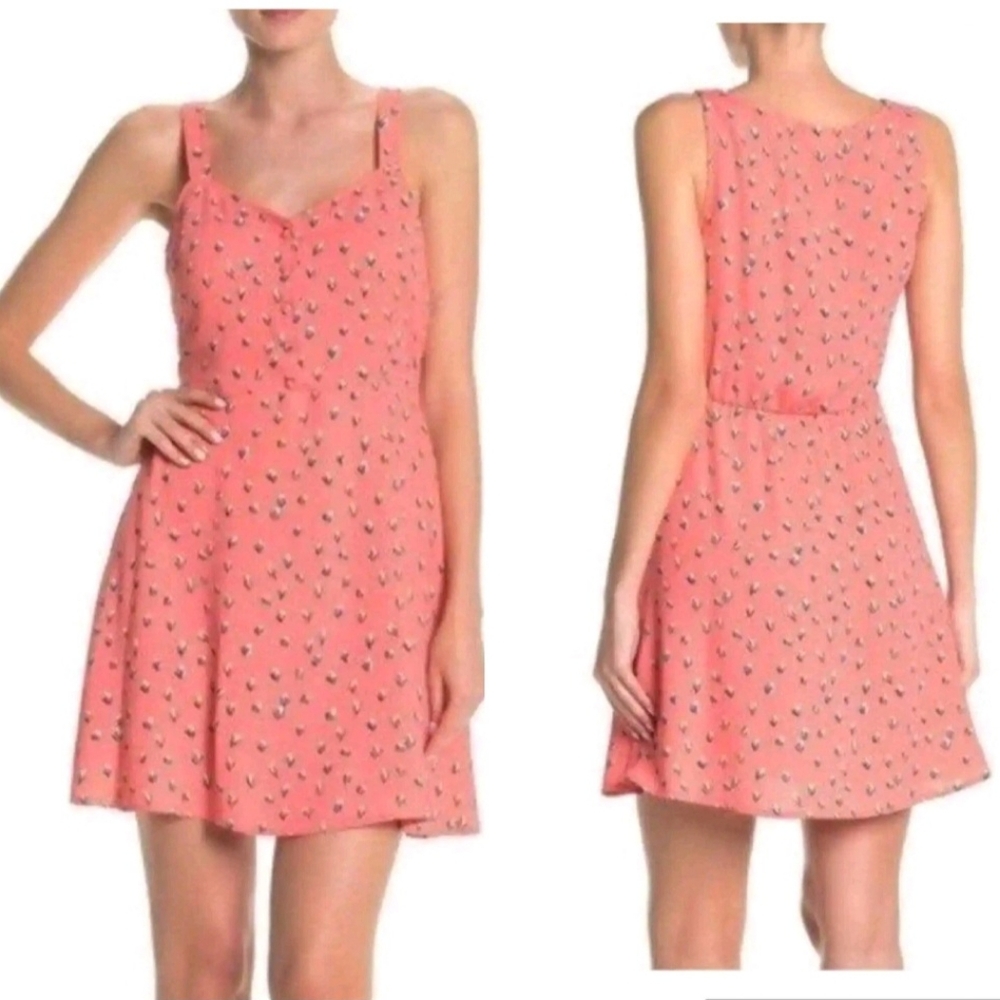 Nordstrom Coral-Pink Printed A-Line Sundress